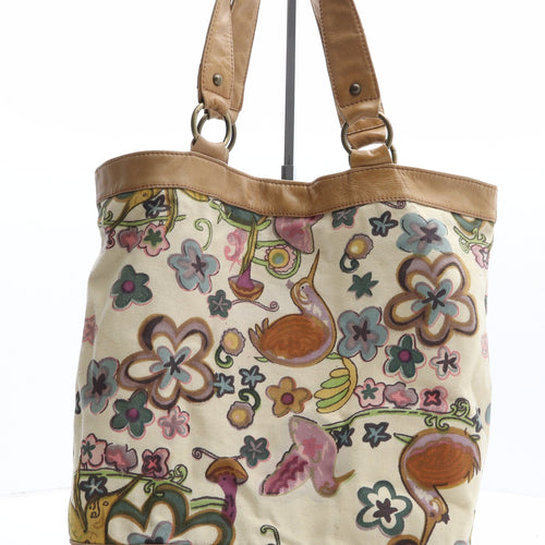 White Stuff Womens Beige Geometric Cotton Shoulder Bag Size Large