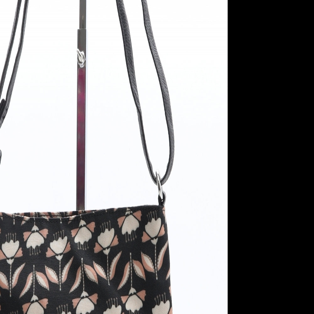 Preworn Womens Black Floral Polyester Crossbody Size Small