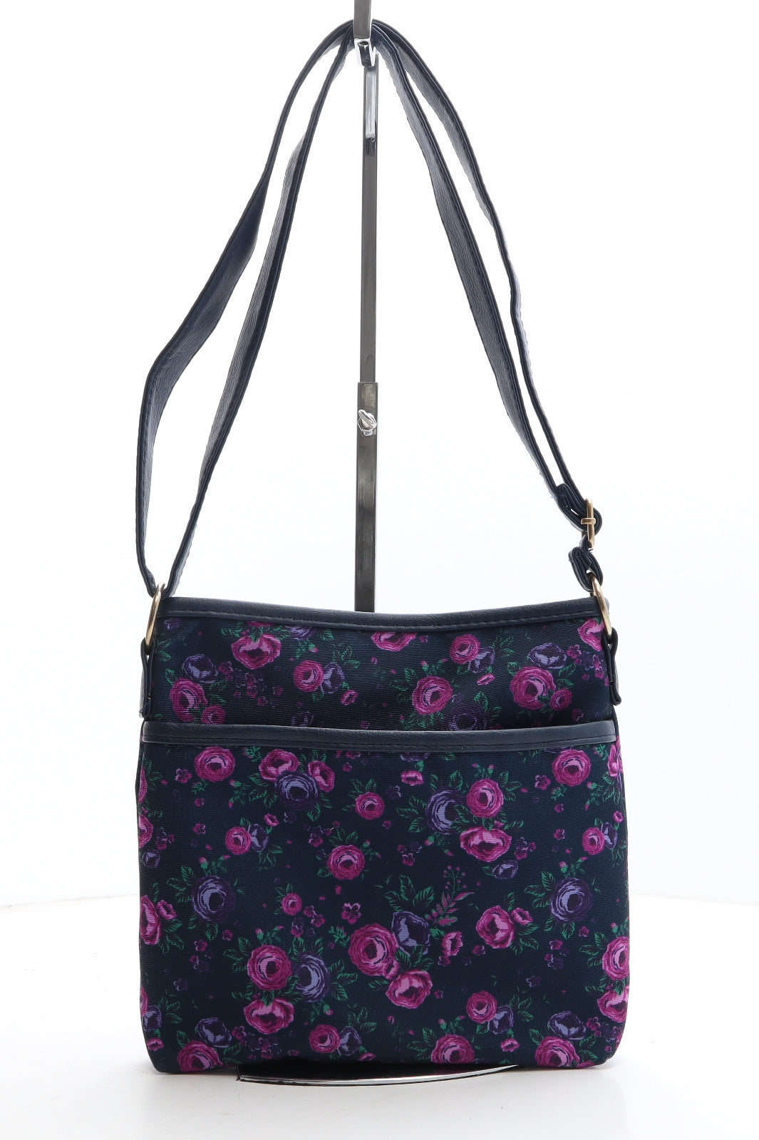 Preworn Womens Blue Floral Polyester Crossbody Size Small