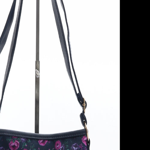 Preworn Womens Blue Floral Polyester Crossbody Size Small