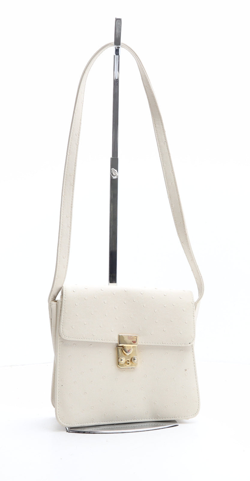 Marks and Spencer Womens Beige Polka Dot Polyethylene Saddle Bag Size Small
