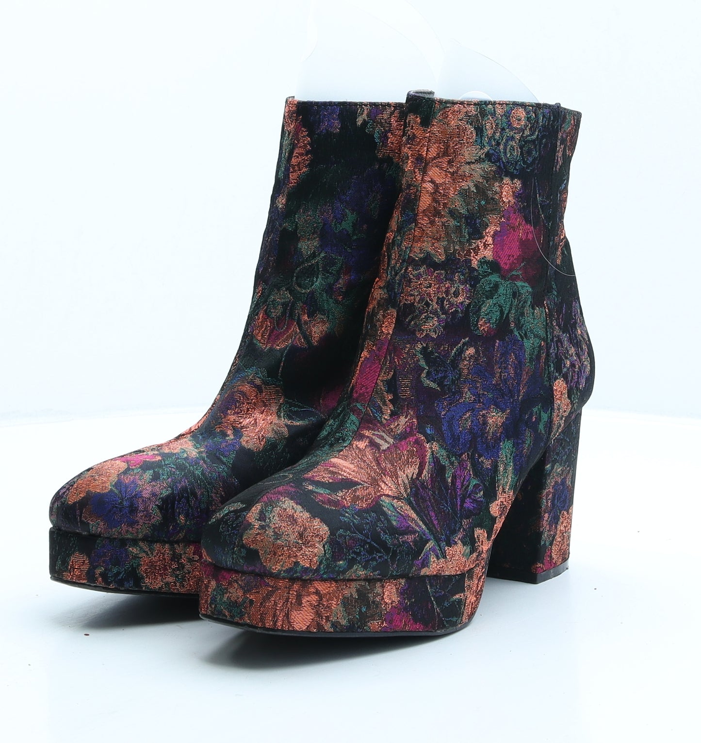 Primark Womens Multicoloured Floral Suede Platform Boot UK 6 39