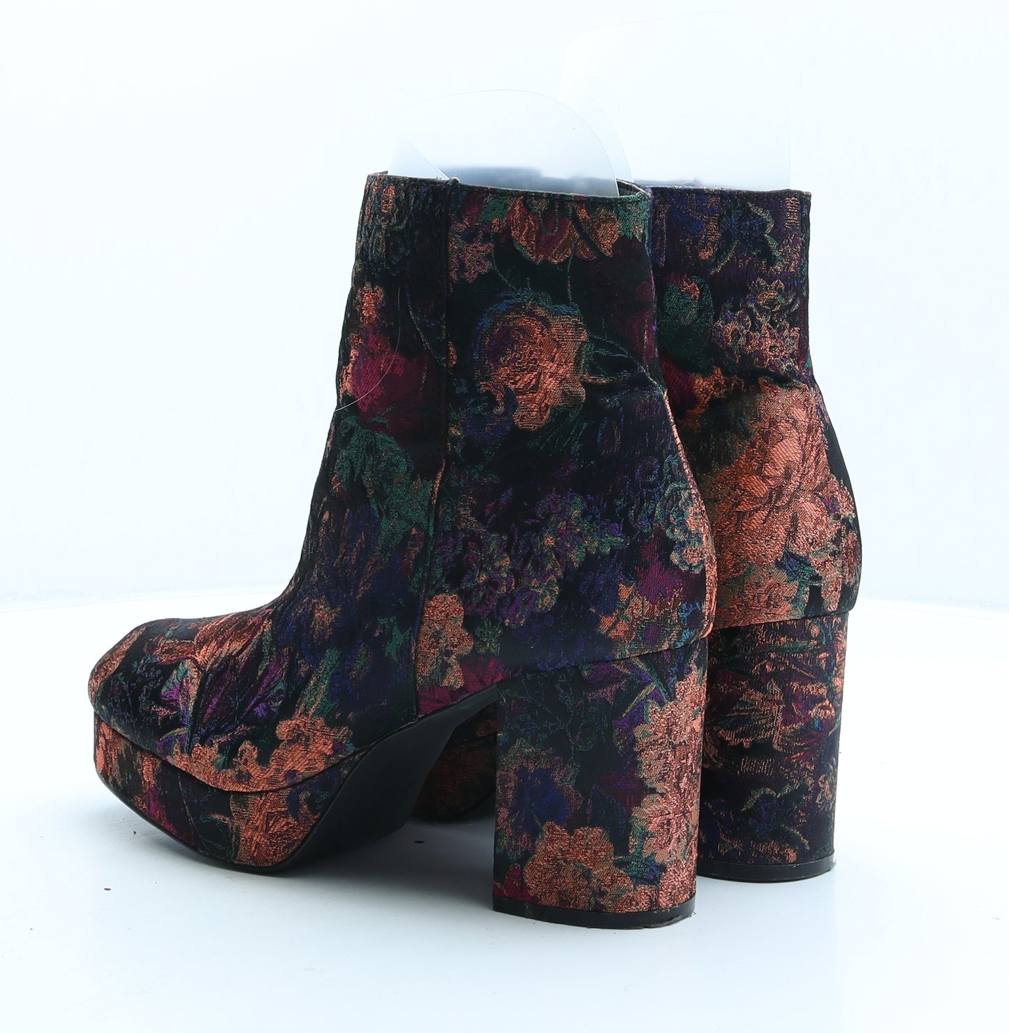 Primark Womens Multicoloured Floral Suede Platform Boot UK 6 39