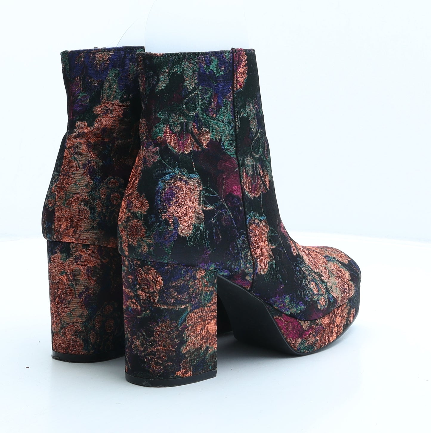 Primark Womens Multicoloured Floral Suede Platform Boot UK 6 39
