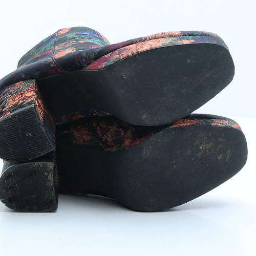 Primark Womens Multicoloured Floral Suede Platform Boot UK 6 39