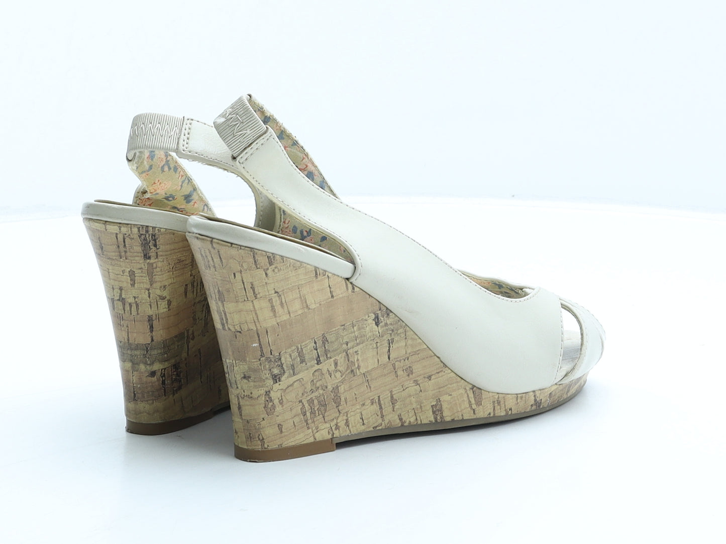 George Womens Beige Polyester Slingback Heel UK 4 37