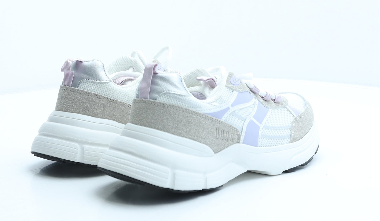 Primark Womens White Colourblock Fabric Trainer UK 6 39