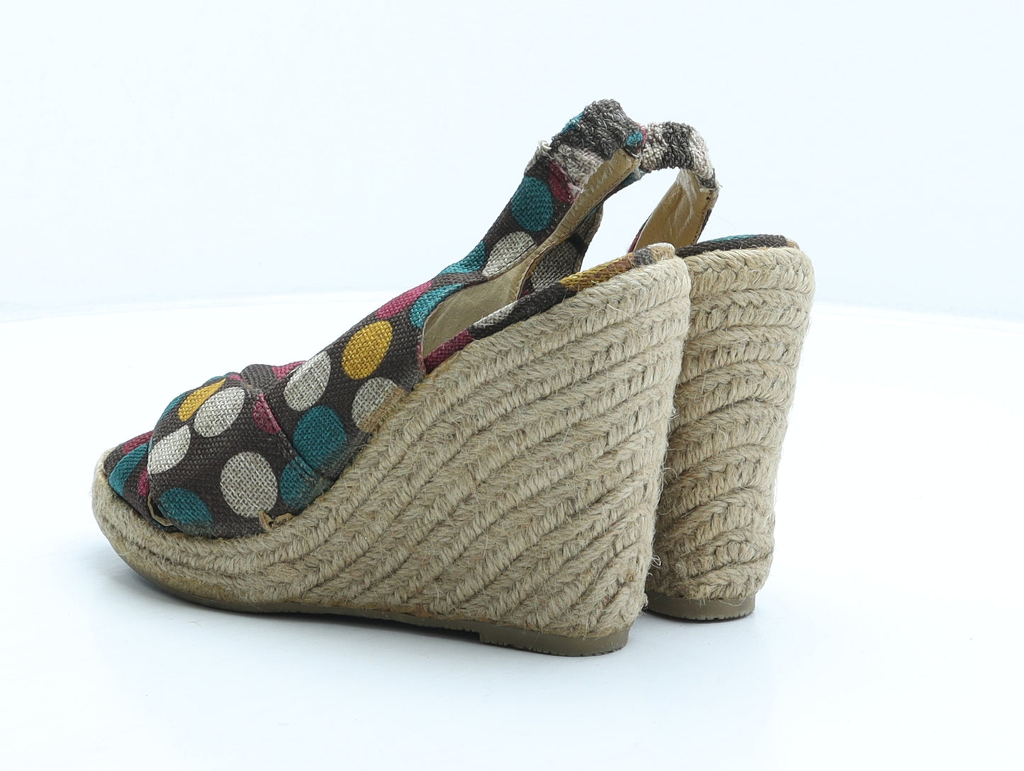 Mustang Womens Multicoloured Polka Dot Fabric Espadrille Heel UK 3 36