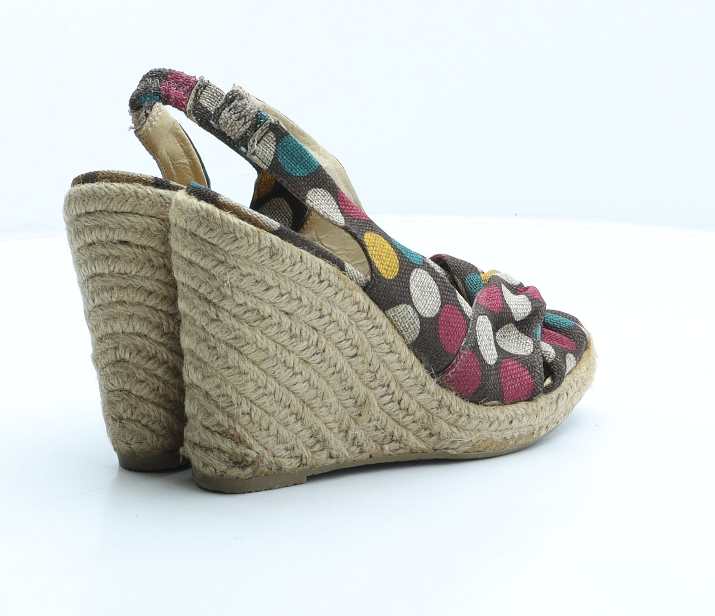 Mustang Womens Multicoloured Polka Dot Fabric Espadrille Heel UK 3 36