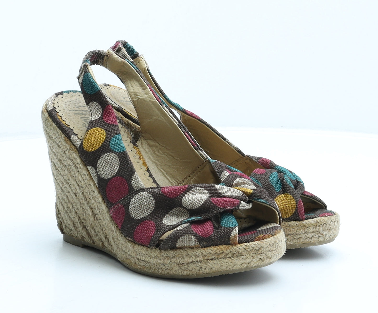 Mustang Womens Multicoloured Polka Dot Fabric Espadrille Heel UK 3 36