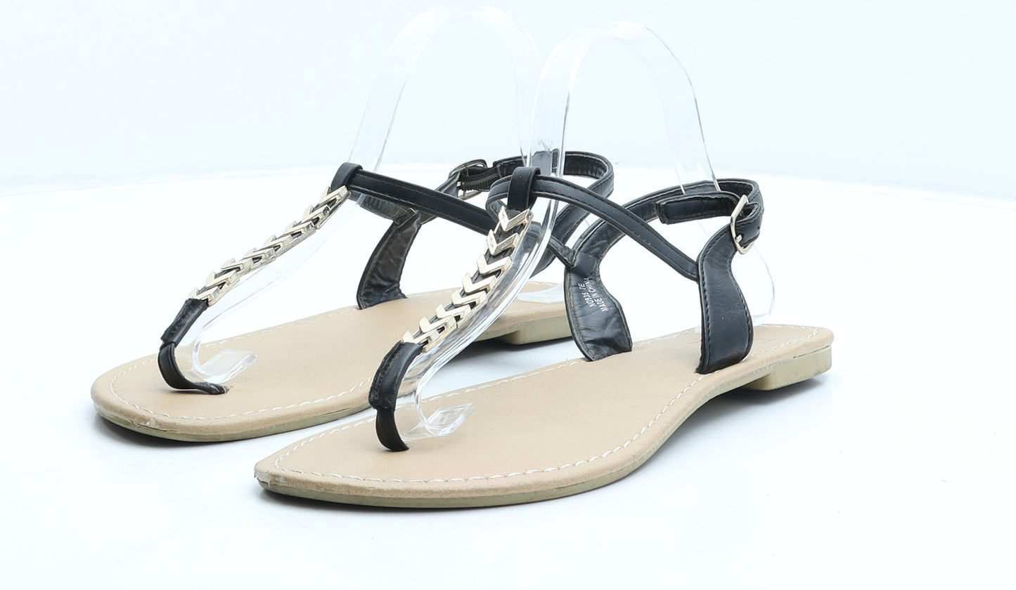 Sole Diva Womens Black Polyester Strappy Sandal UK 7