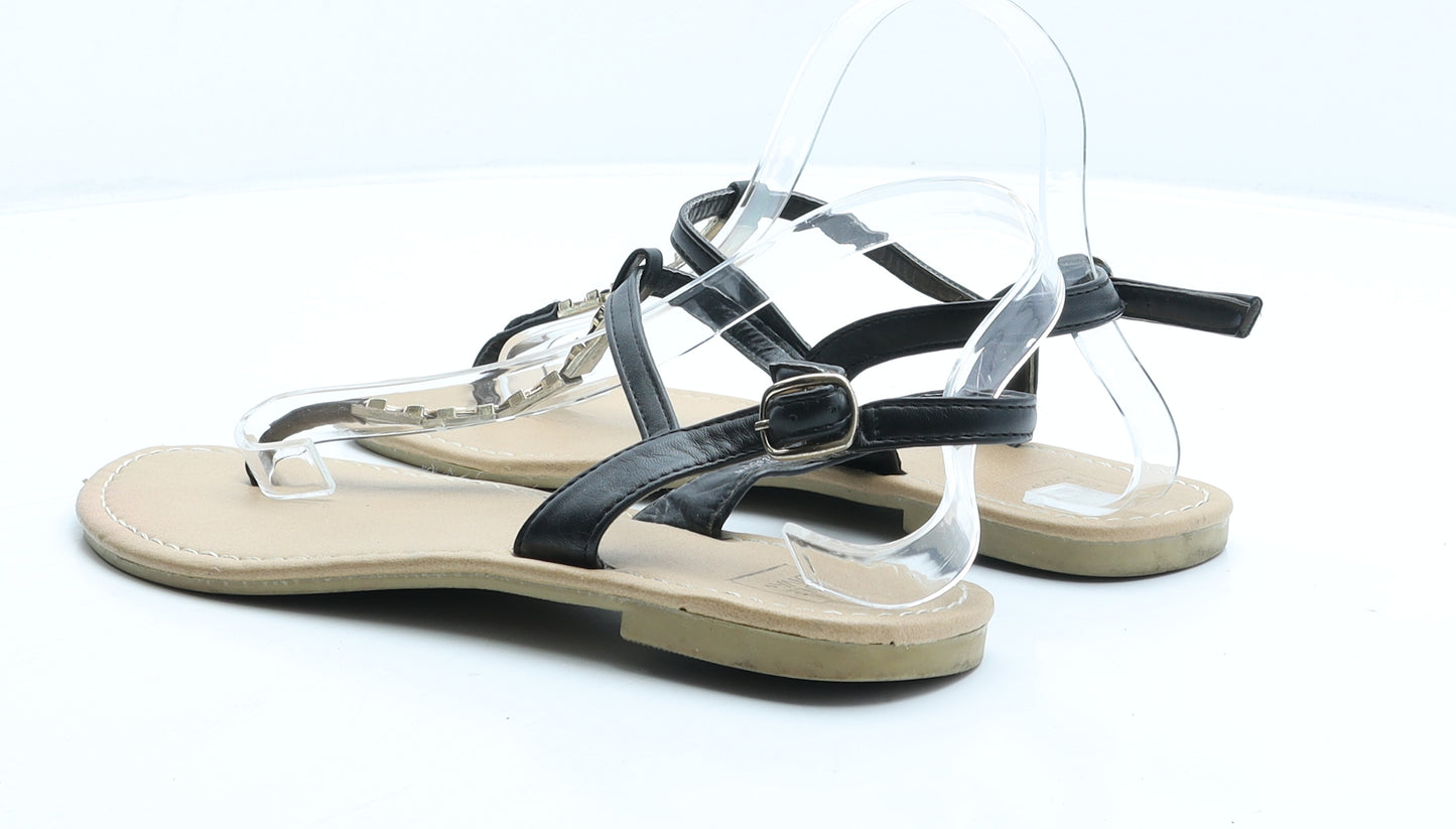 Sole Diva Womens Black Polyester Strappy Sandal UK 7