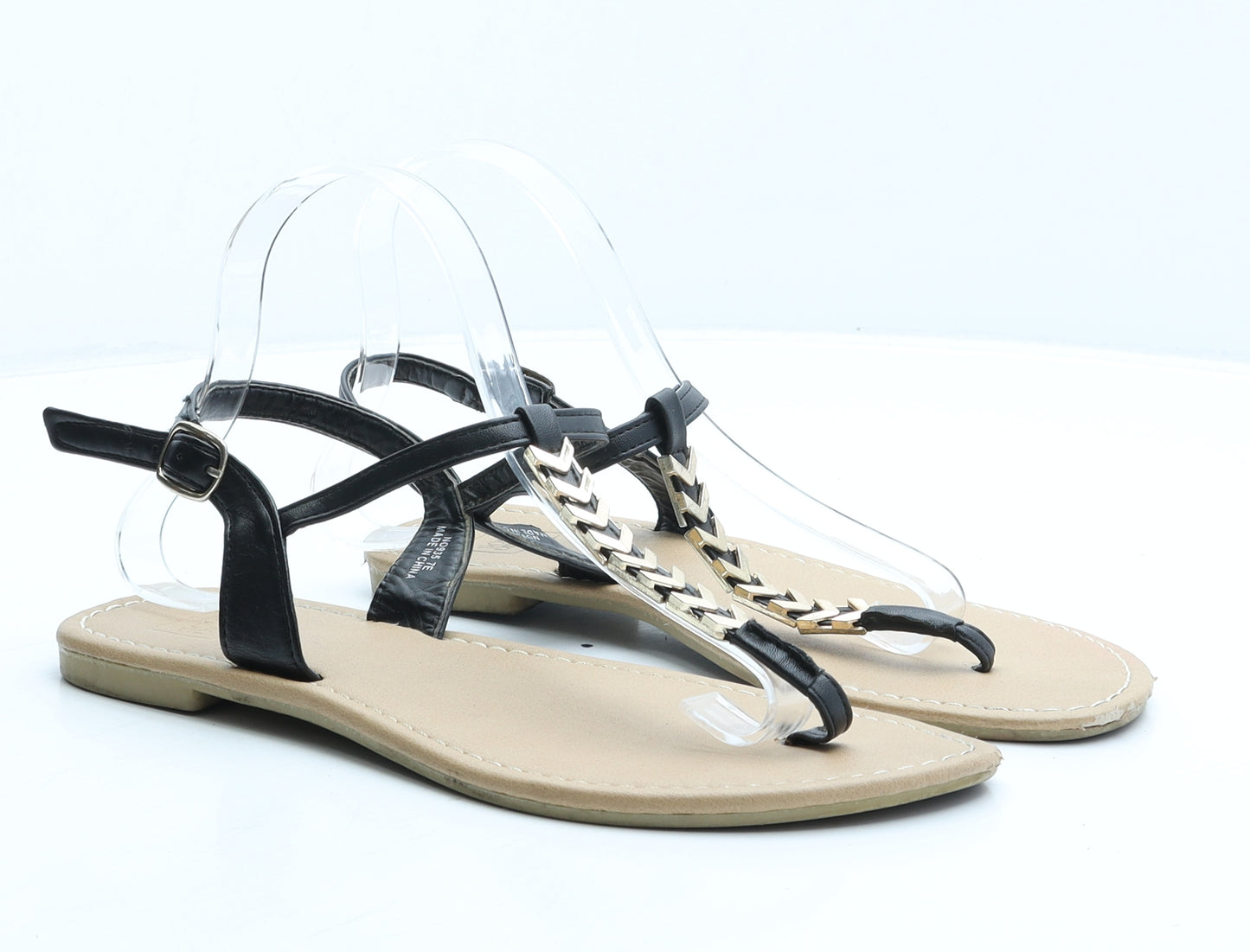 Sole Diva Womens Black Polyester Strappy Sandal UK 7