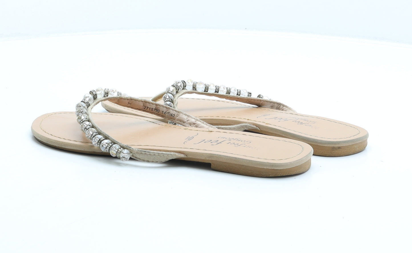 New Look Womens Beige Suede Thong Sandal UK 7 40