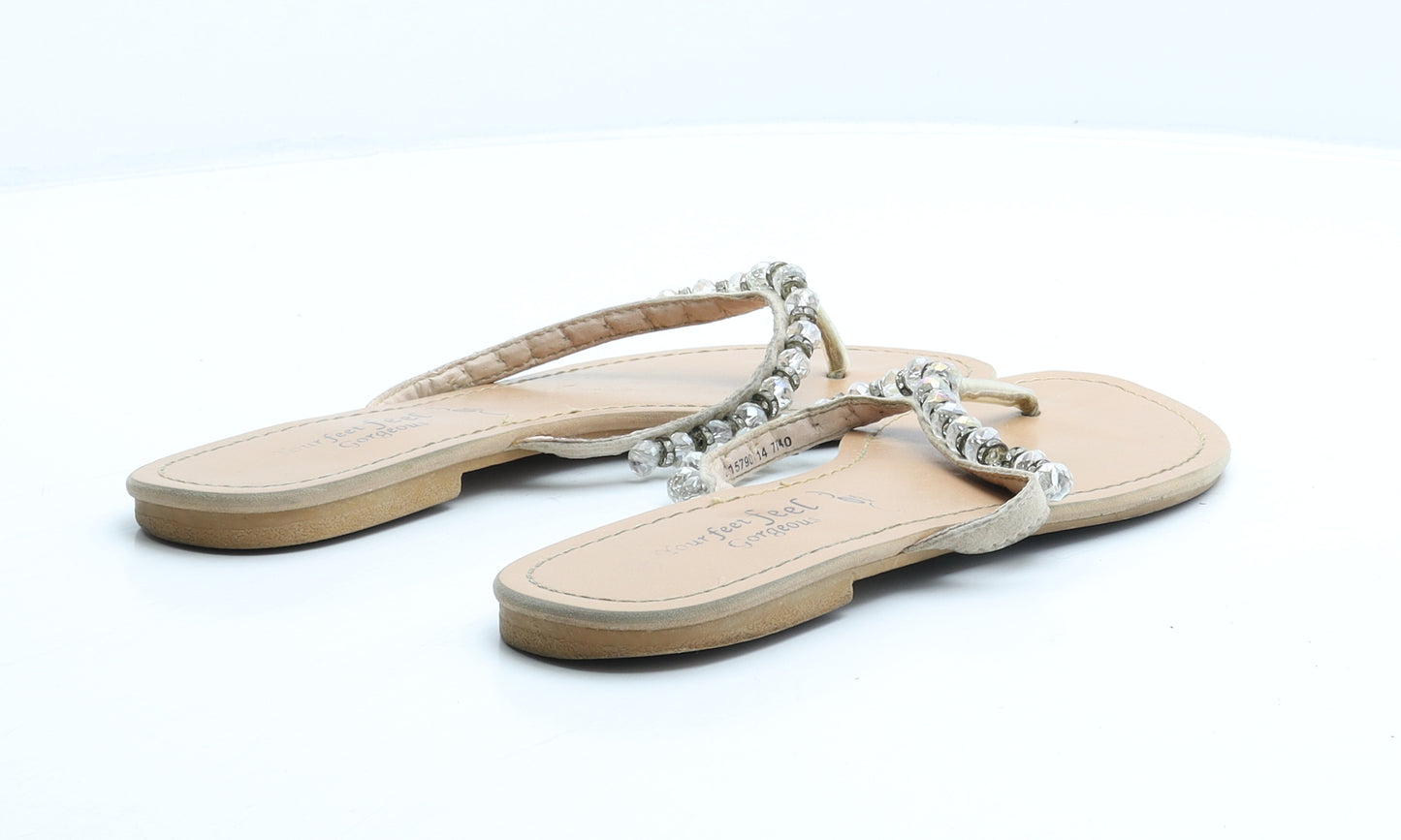 New Look Womens Beige Suede Thong Sandal UK 7 40