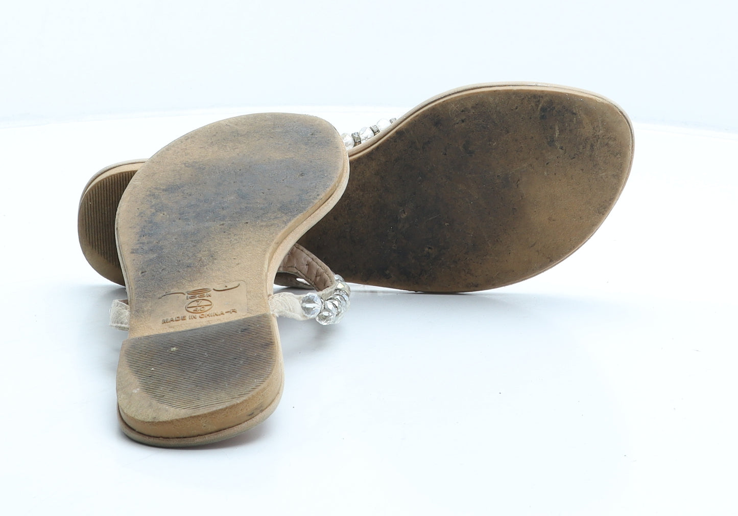 New Look Womens Beige Suede Thong Sandal UK 7 40