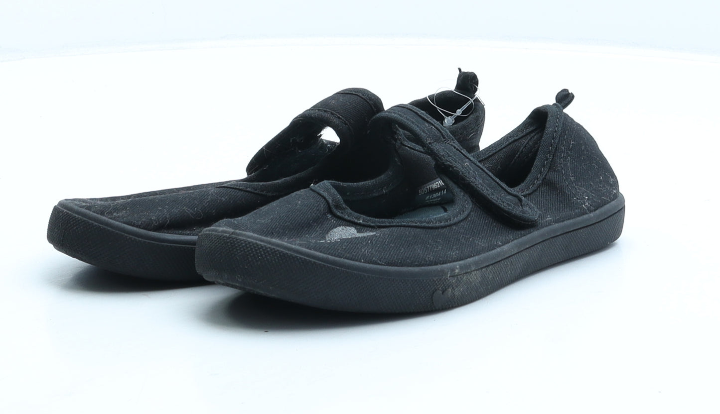 George Girls Black Fabric Mary Jane Casual UK 12 31 - School shoes