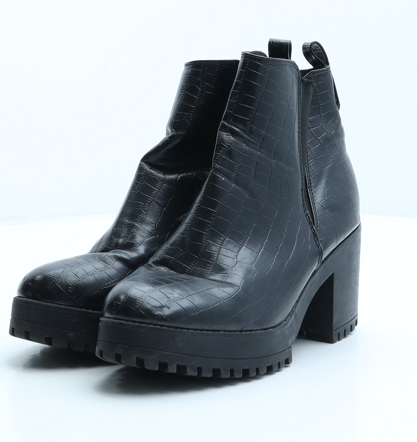 Missguided Womens Black Polyester Chelsea Boot UK 3 36 - Croc Texture