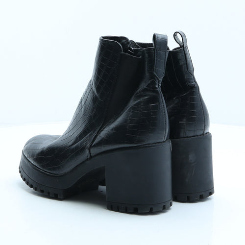 Missguided Womens Black Polyester Chelsea Boot UK 3 36 - Croc Texture