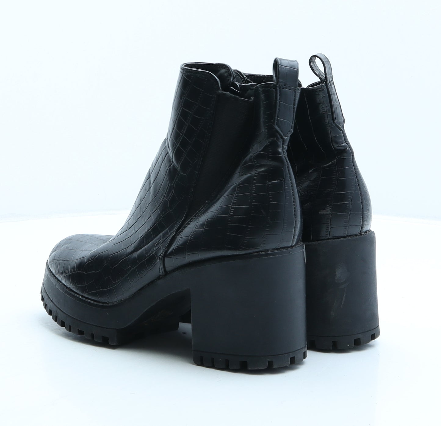 Missguided Womens Black Polyester Chelsea Boot UK 3 36 - Croc Texture