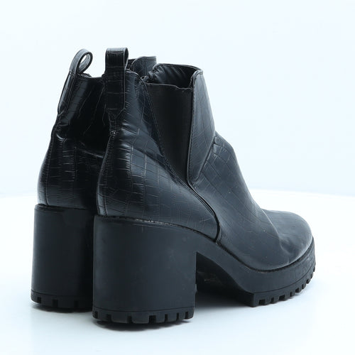 Missguided Womens Black Polyester Chelsea Boot UK 3 36 - Croc Texture