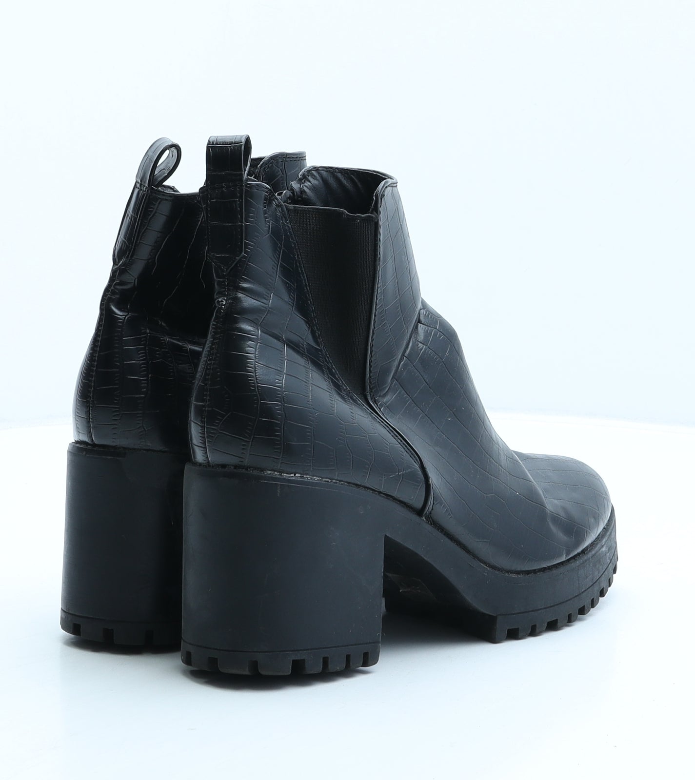 Missguided Womens Black Polyester Chelsea Boot UK 3 36 - Croc Texture