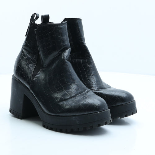 Missguided Womens Black Polyester Chelsea Boot UK 3 36 - Croc Texture