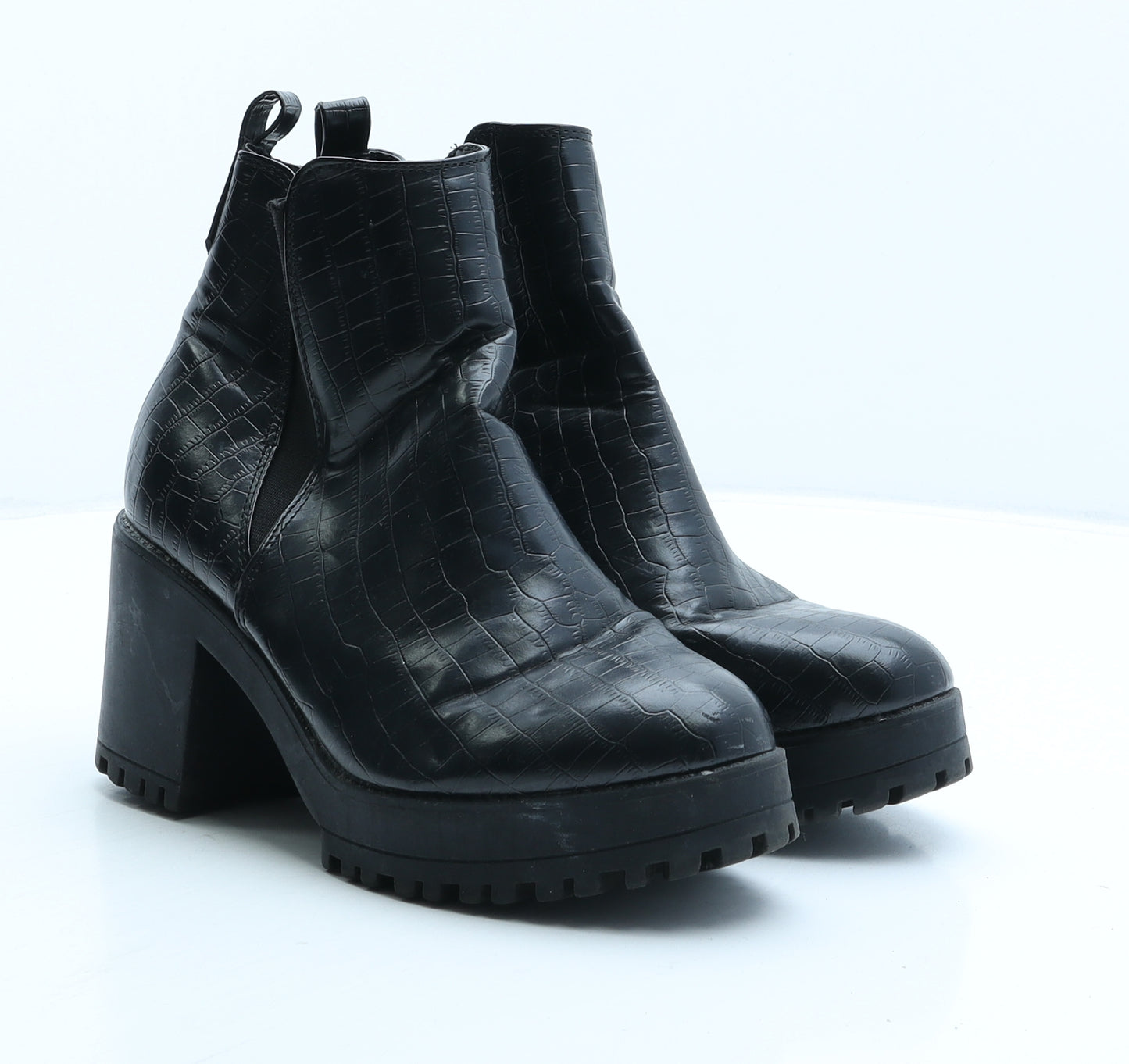 Missguided Womens Black Polyester Chelsea Boot UK 3 36 - Croc Texture