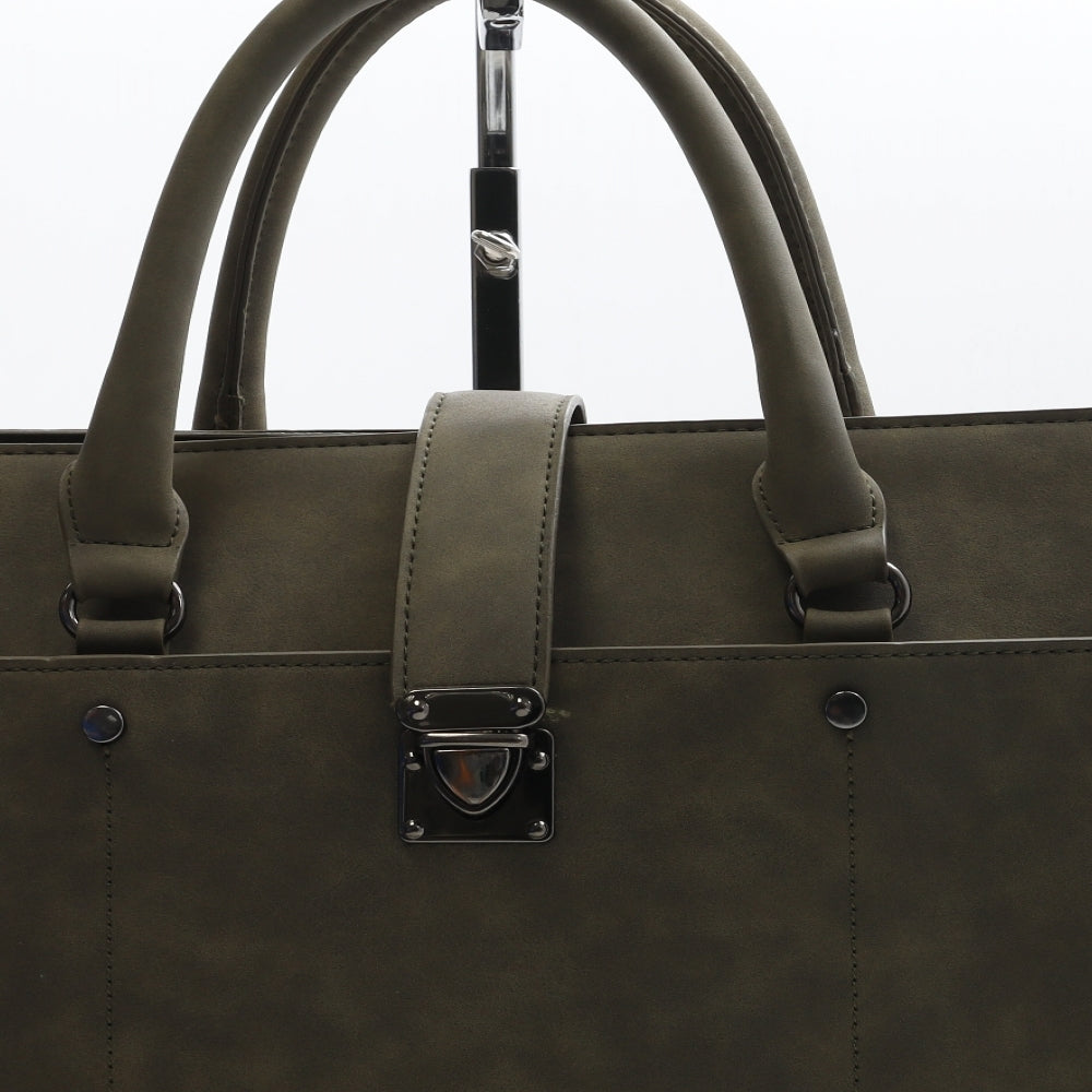 Primark Womens Khaki Polyurethane Top Handle Bag Size Large