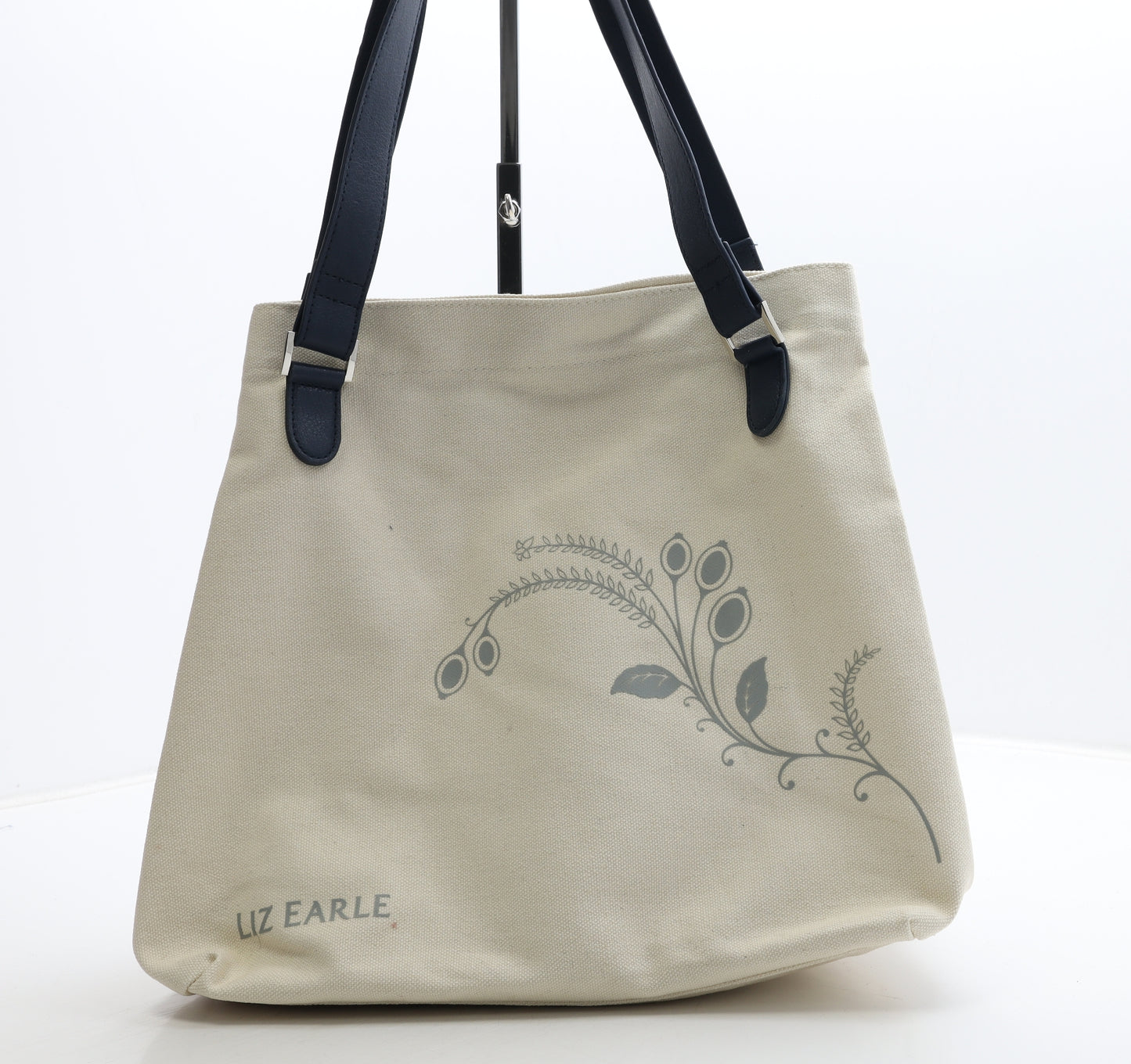 Liz Earle Womens Beige Floral Canvas Shoulder Bag Size Medium