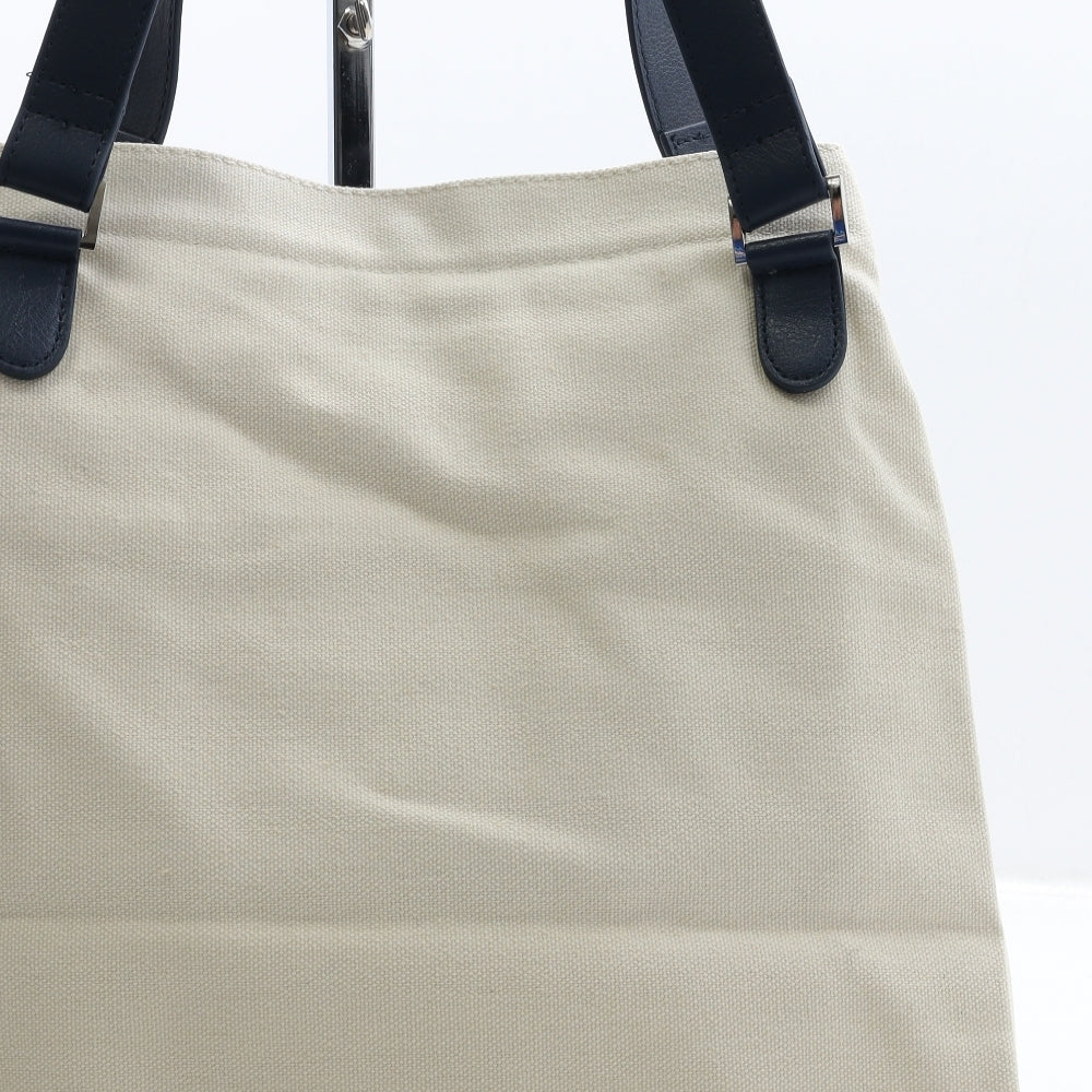 Liz Earle Womens Beige Floral Canvas Shoulder Bag Size Medium