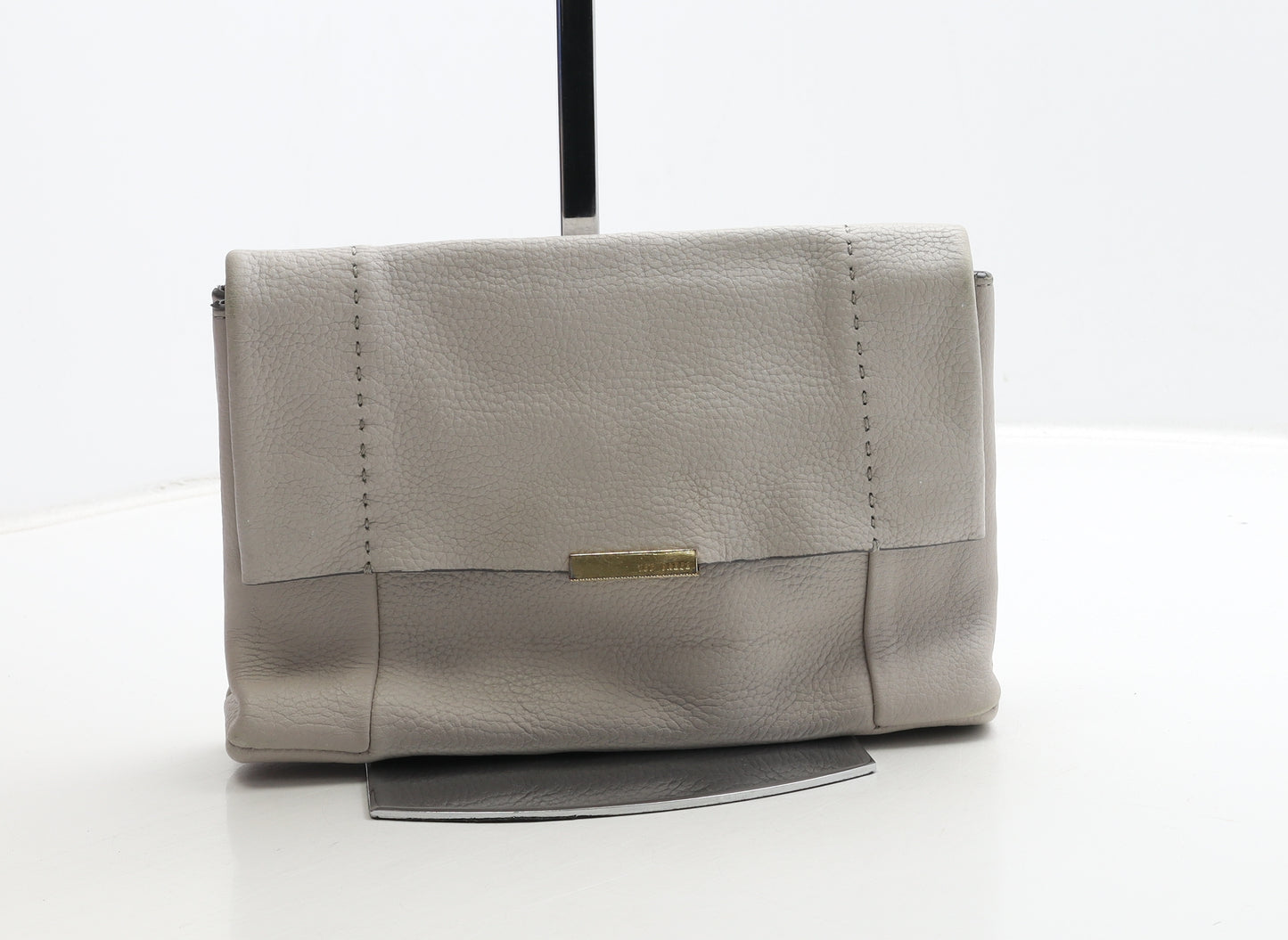 Ted Baker Womens Grey Leather Clutch Size Small