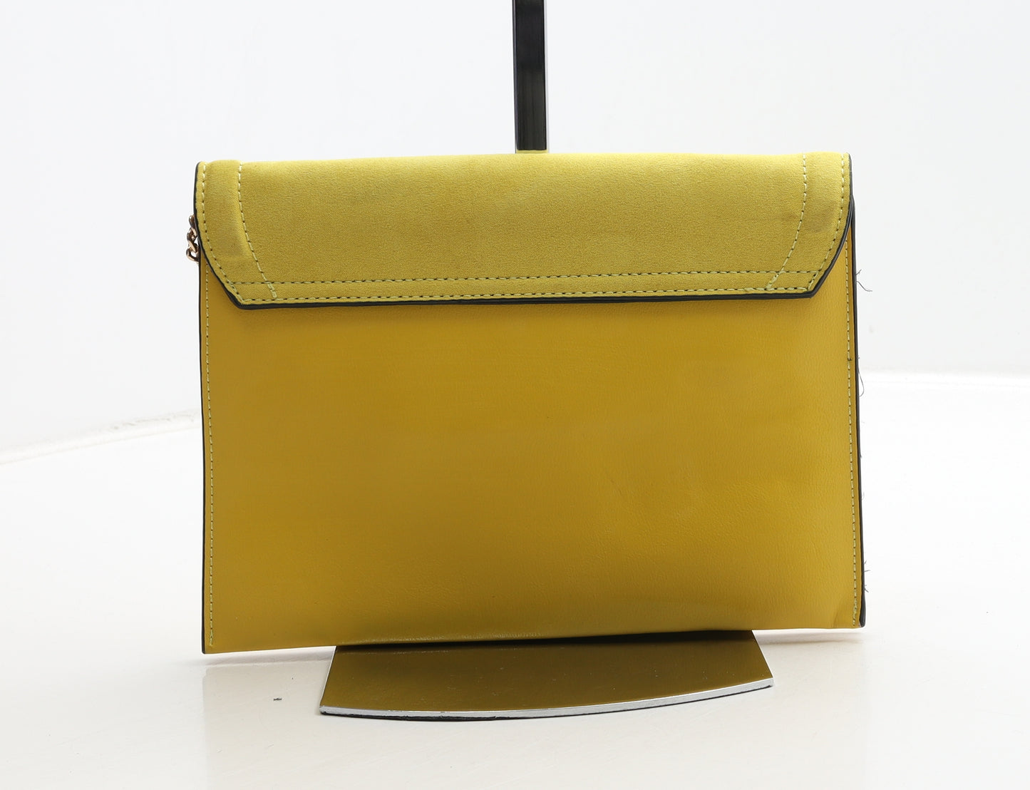 Topshop Womens Yellow Polyurethane Clutch Size Small - Bamboo Detail