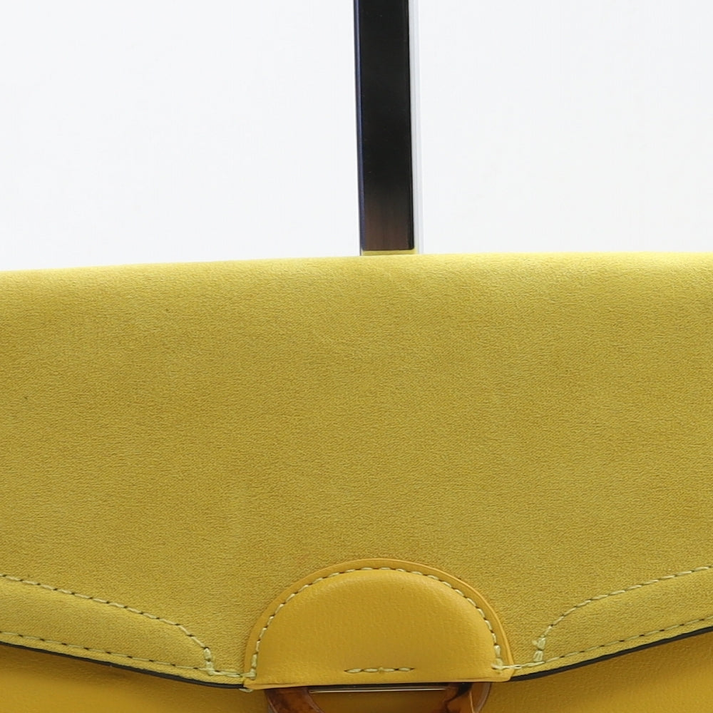 Topshop Womens Yellow Polyurethane Clutch Size Small - Bamboo Detail
