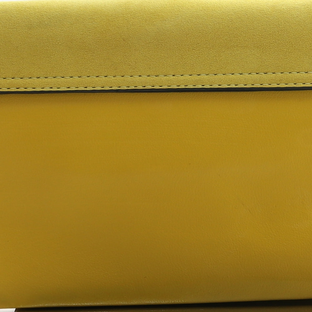 Topshop Womens Yellow Polyurethane Clutch Size Small - Bamboo Detail