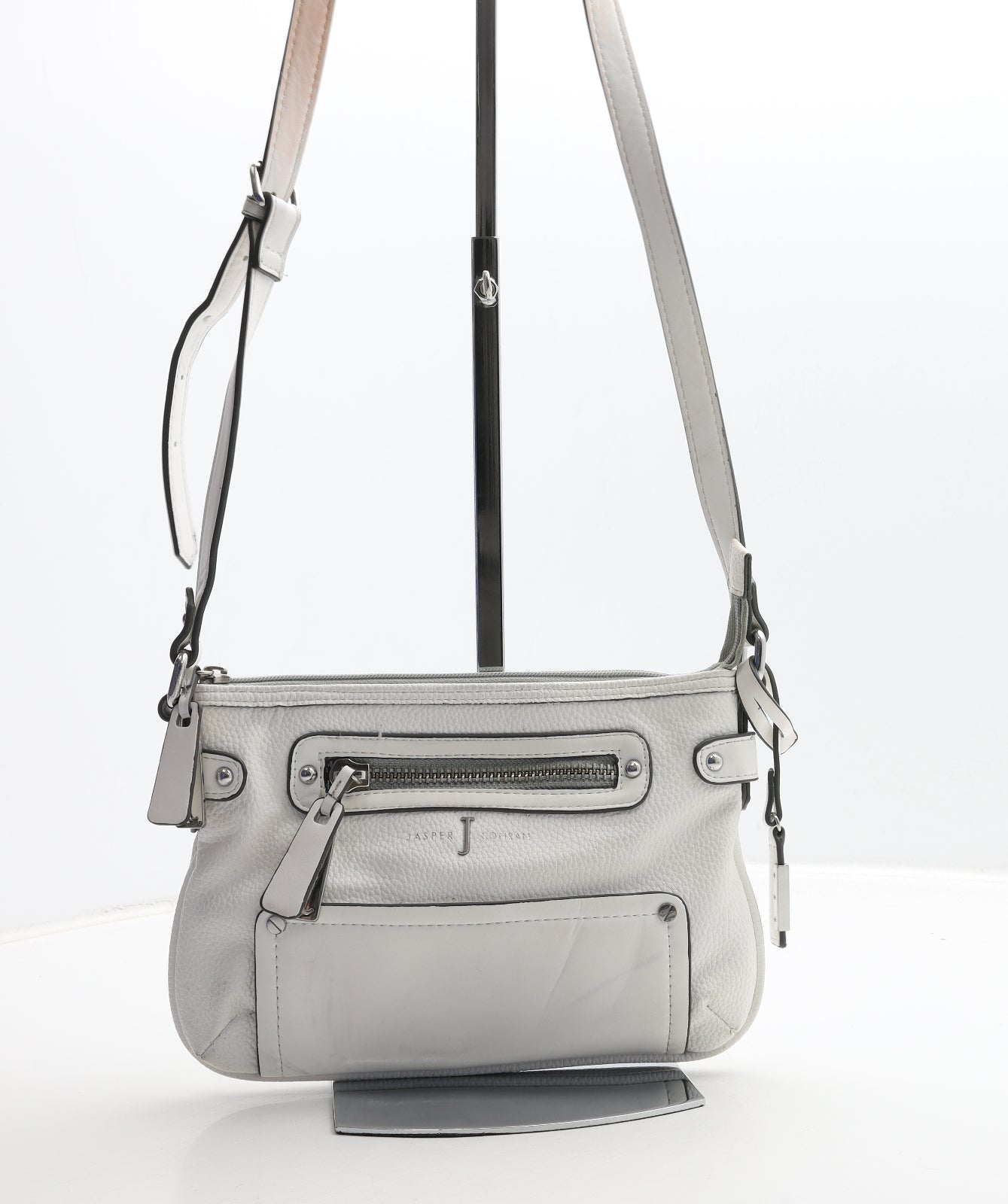 Jasper Conran Womens White Leather Shoulder Bag Size Small