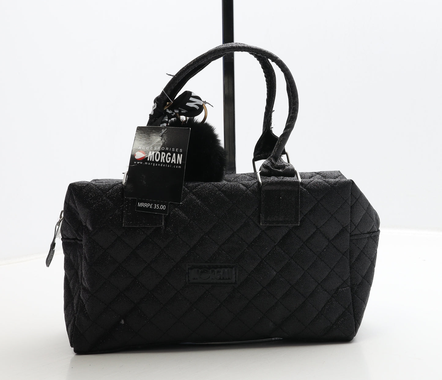 Morgan Womens Black Polyester Top Handle Bag Size Small