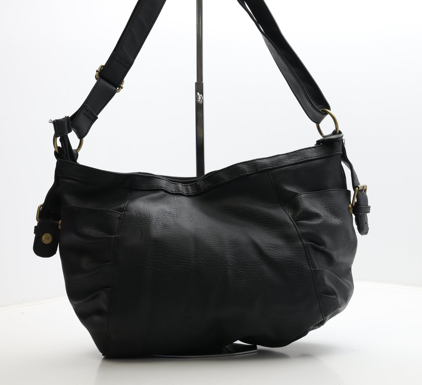 F&F Womens Black Polyurethane Crossbody Size Large