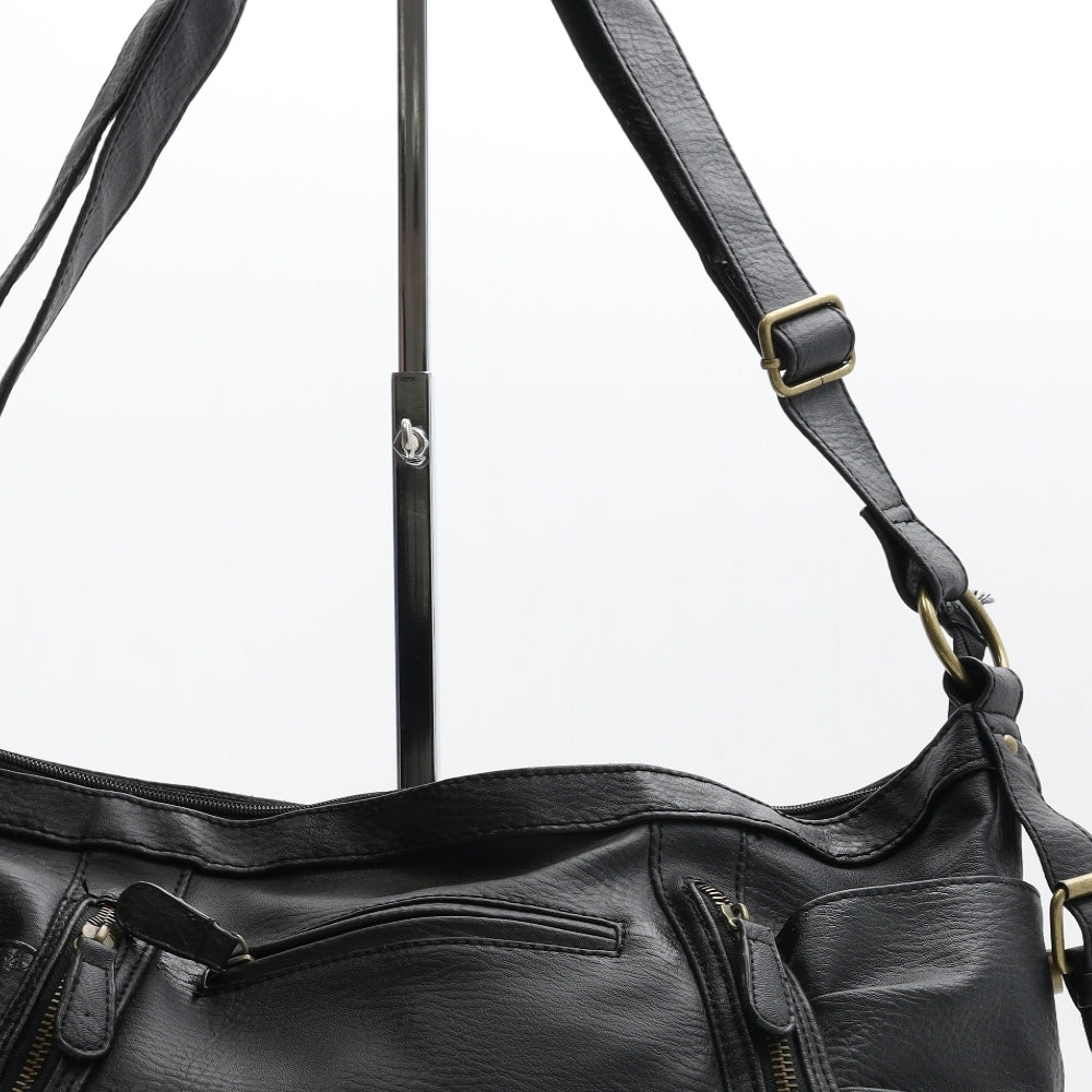 F&F Womens Black Polyurethane Crossbody Size Large