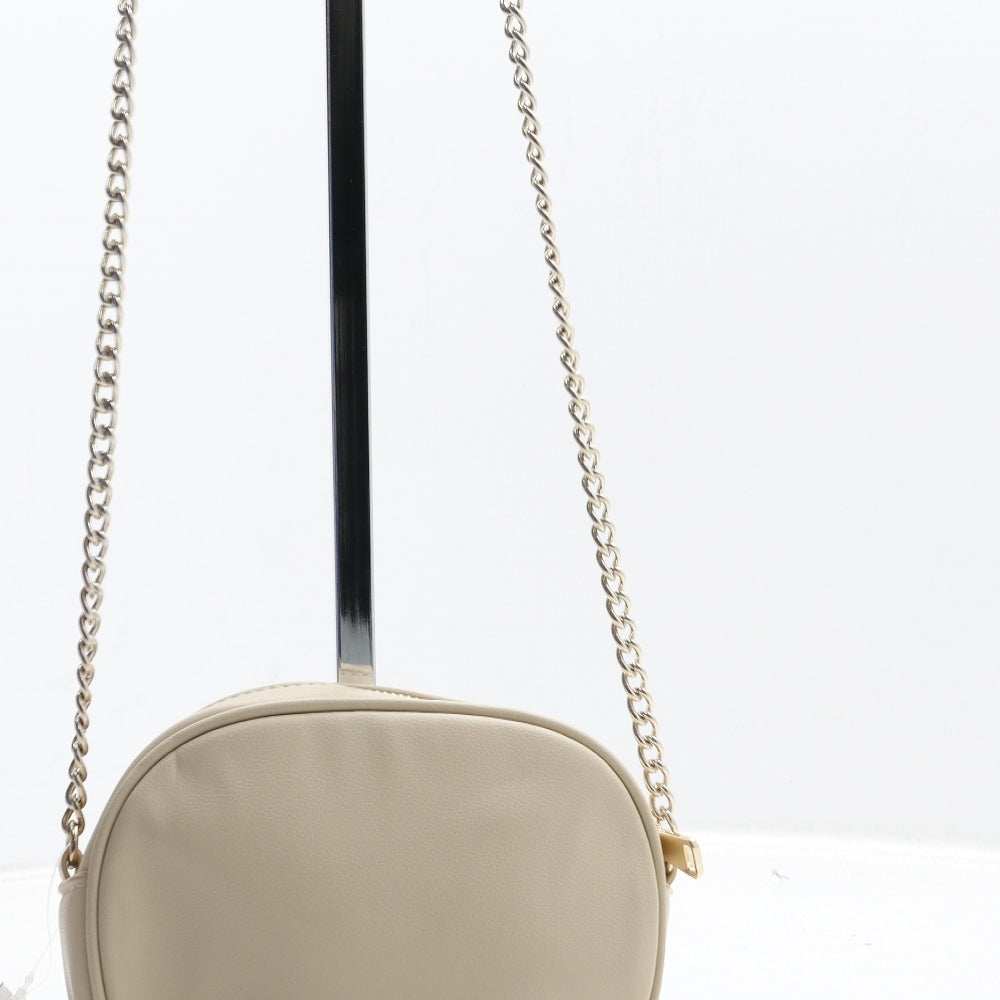 H&M Womens Beige Polyurethane Shoulder Bag Size Small