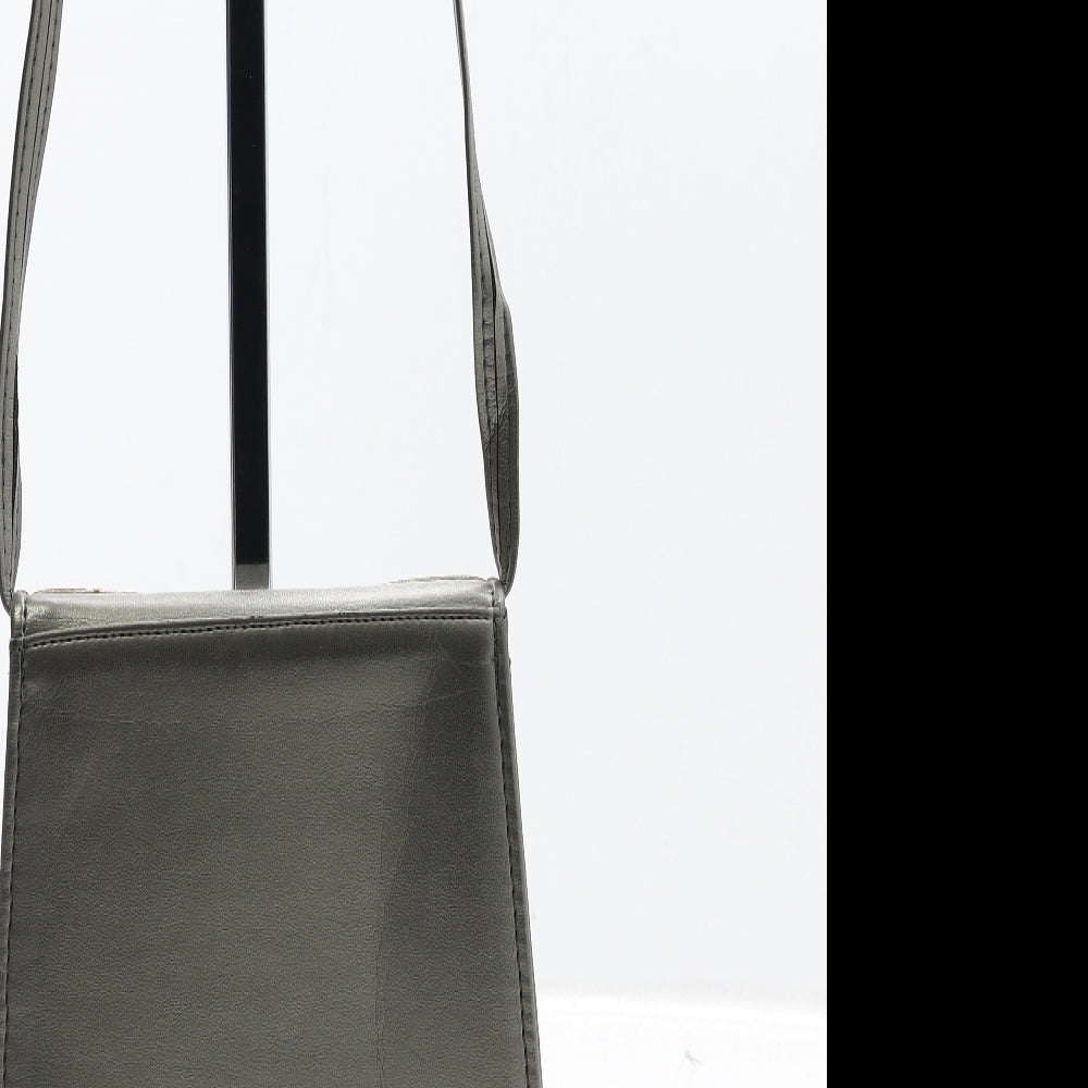 Lotus Womens Silver Geometric Leather Shoulder Bag Size Small