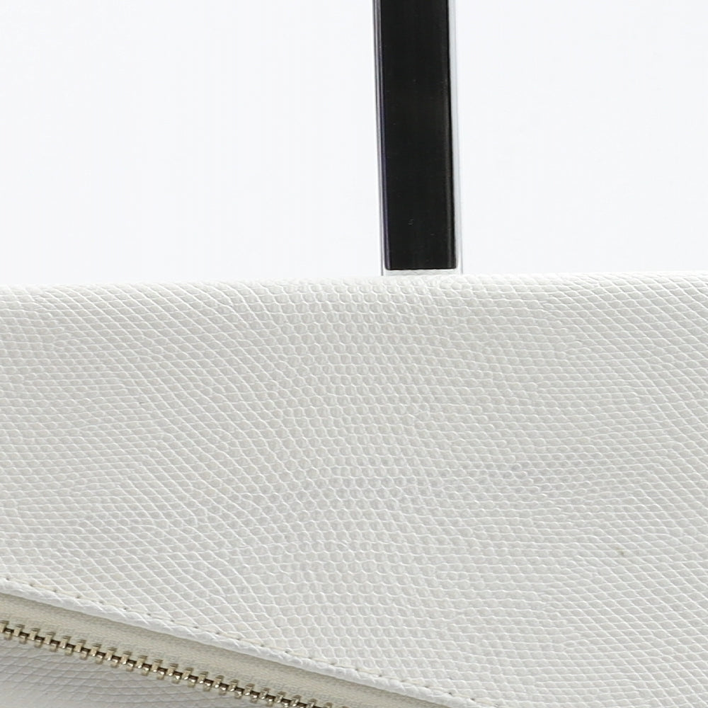 Miss KG Womens White Geometric Polyurethane Clutch Size Small