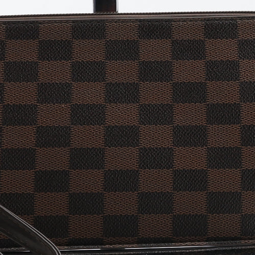 Preworn Womens Brown Check Polyurethane Clutch Size Small