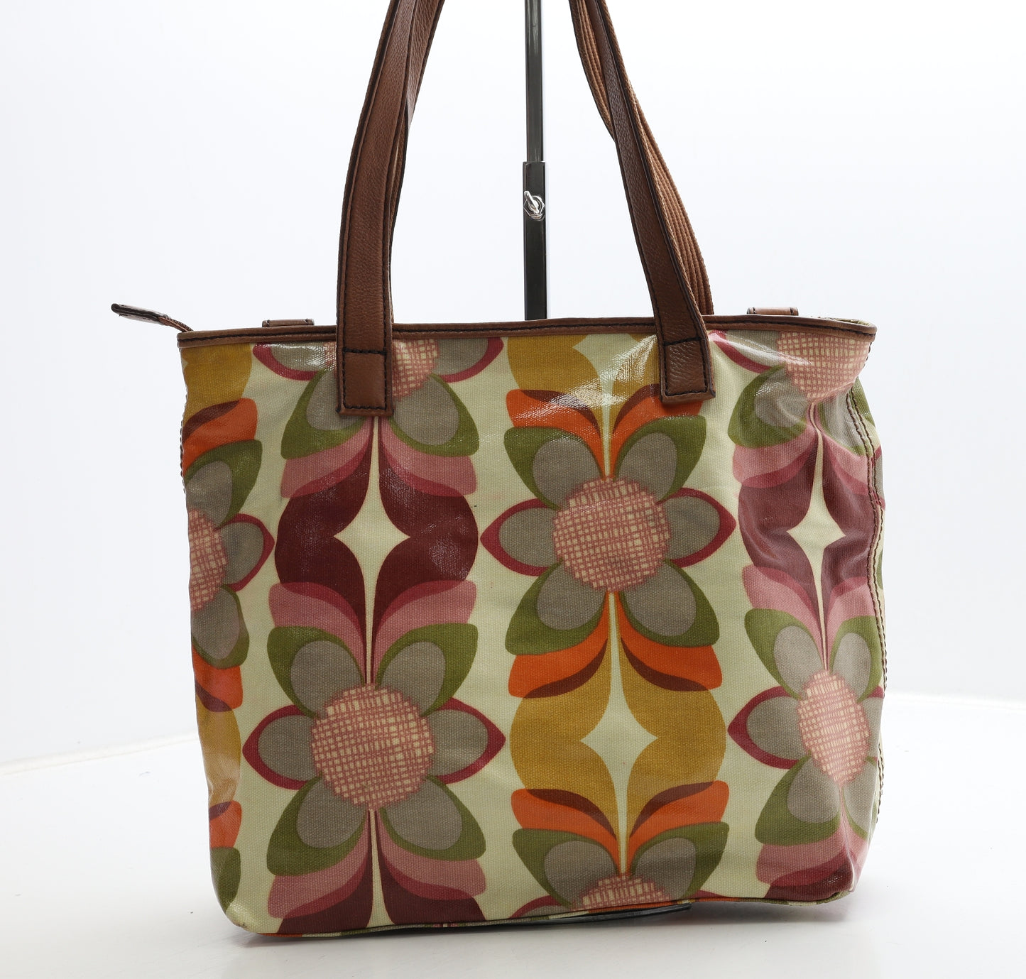 Fossil Womens Multicoloured Floral Leather Top Handle Bag Size Medium