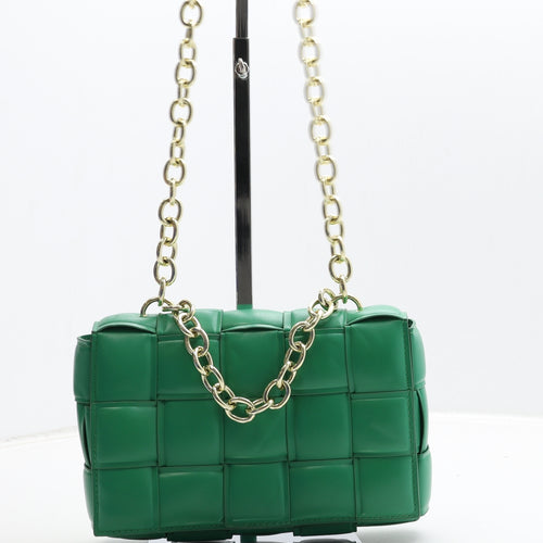 Preworn Womens Green Polyurethane Shoulder Bag Size Small
