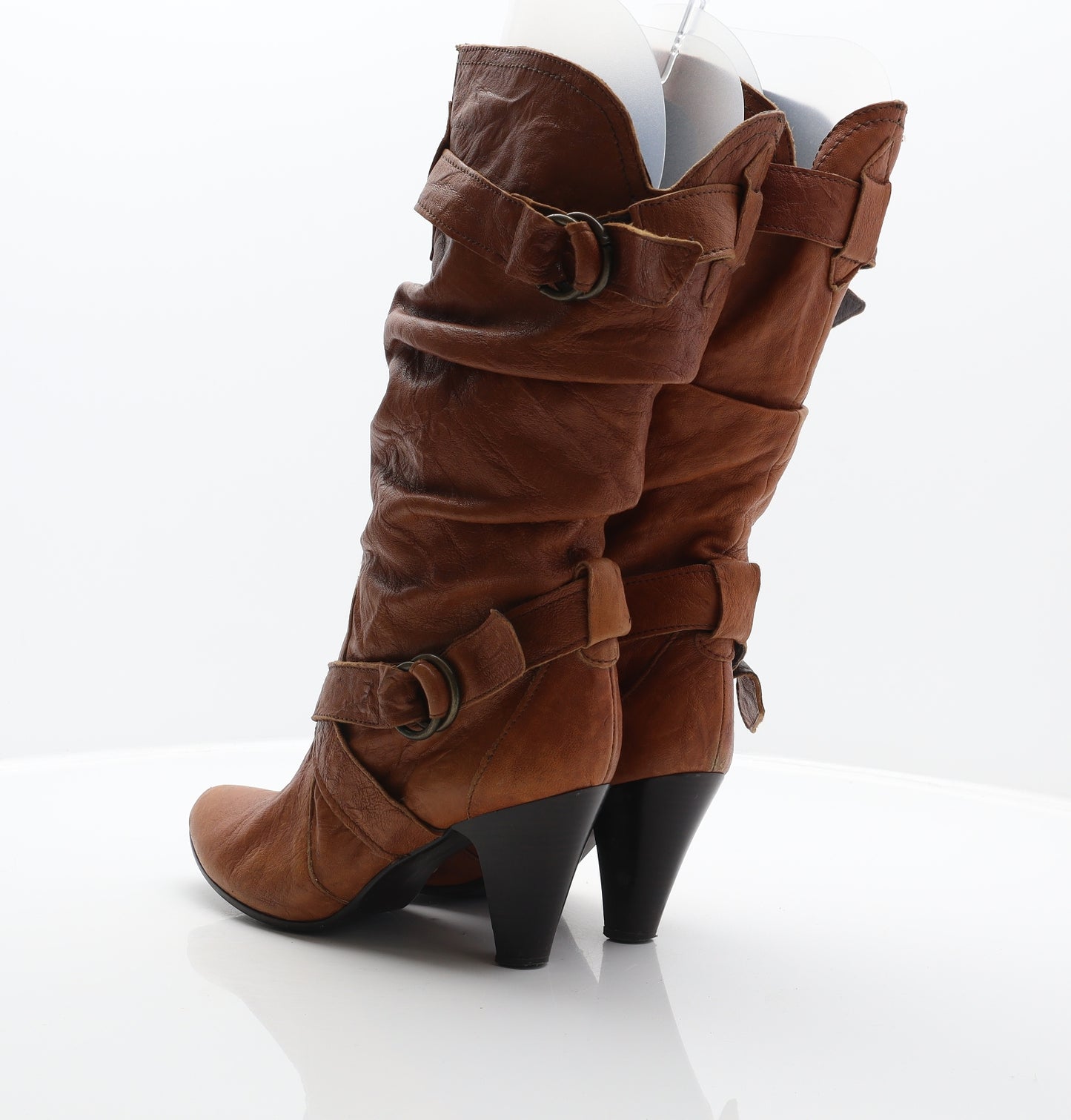 OFFICE Womens Brown Leather Biker Boot UK 6.5 40