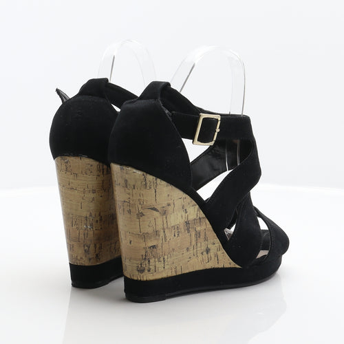 New Look Womens Black Polyester Strappy Heel UK 6 39