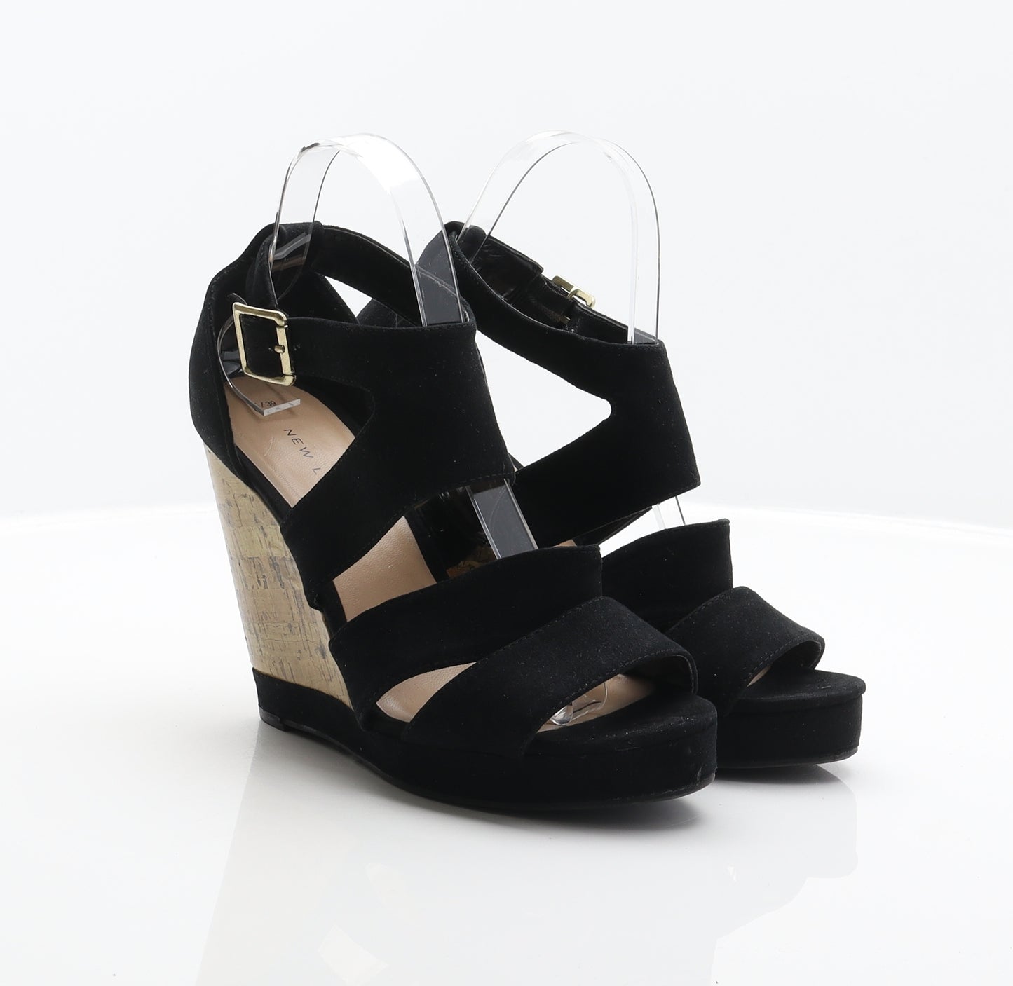 New Look Womens Black Polyester Strappy Heel UK 6 39