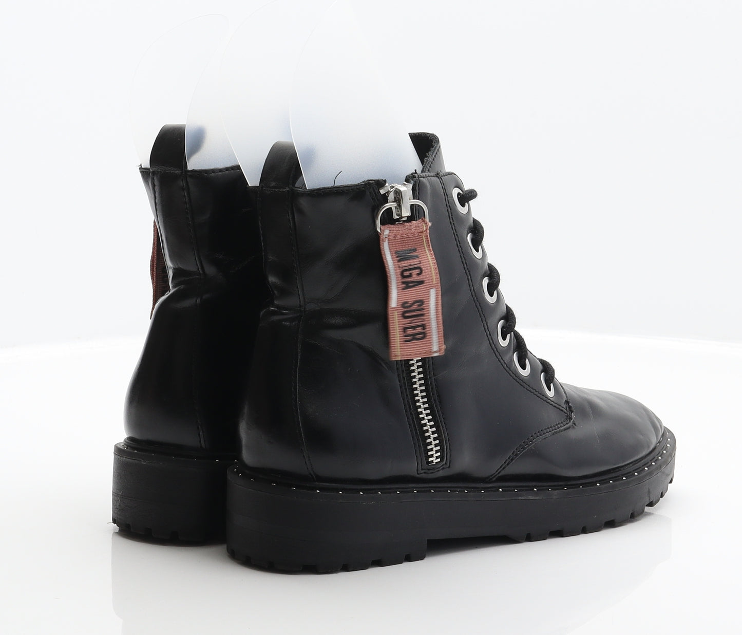 Zara Girls Black Synthetic Combat Boot UK 4 37