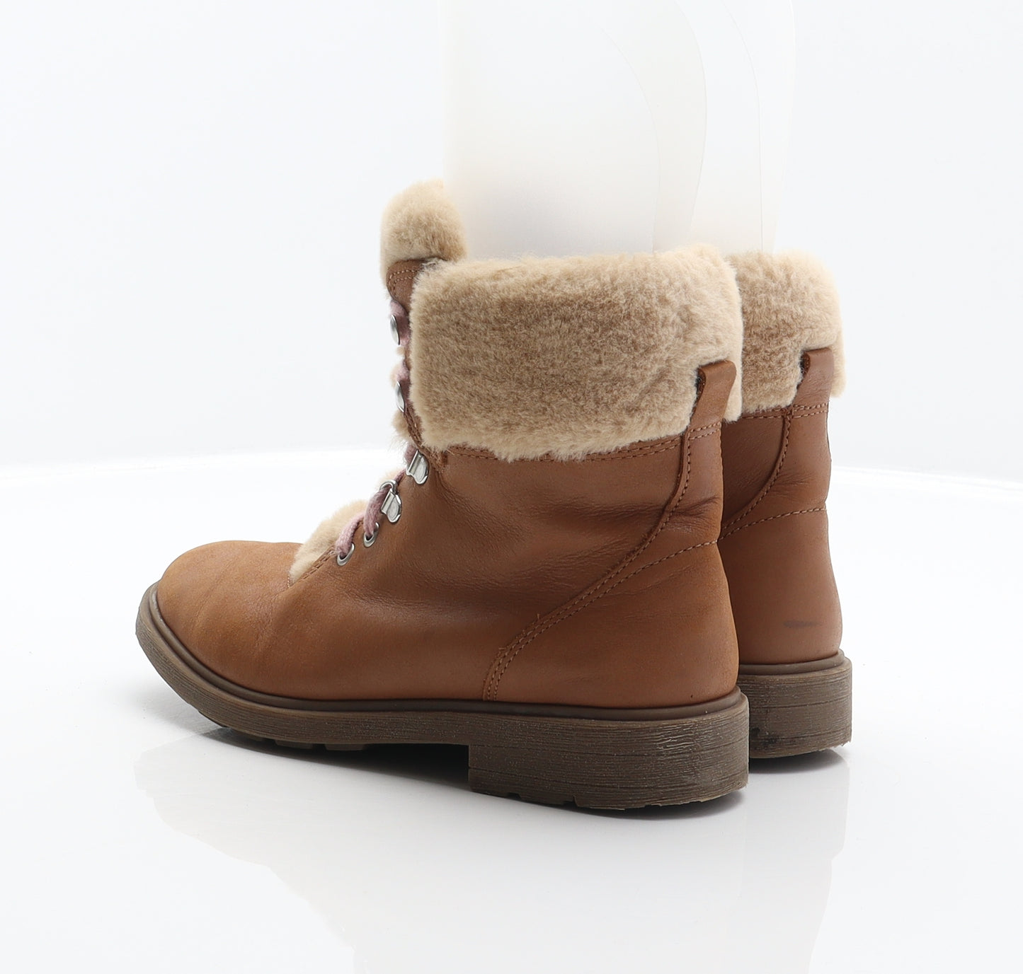 Clarks Girls Brown Leather Combat Boot UK 13 32